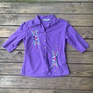 VTG ‘90s Studio West Floral Sequin Embroidered Shirt
